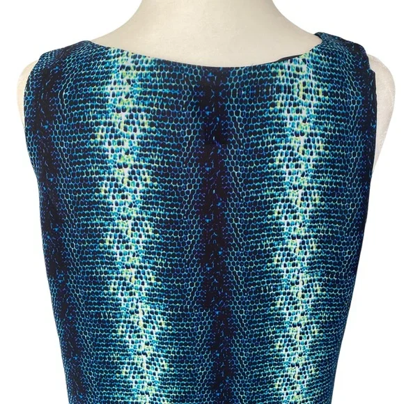 Worthington Blue Green Snakeskin Print Handkerchief Hem Sleeveless Tank Blouse S - Picture 10 of 14